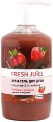 Крем-гель для душа, Fresh Juise (Фреш Джус) 750 мл шоколад и клубника с маслом макадамии флакон с дозатором